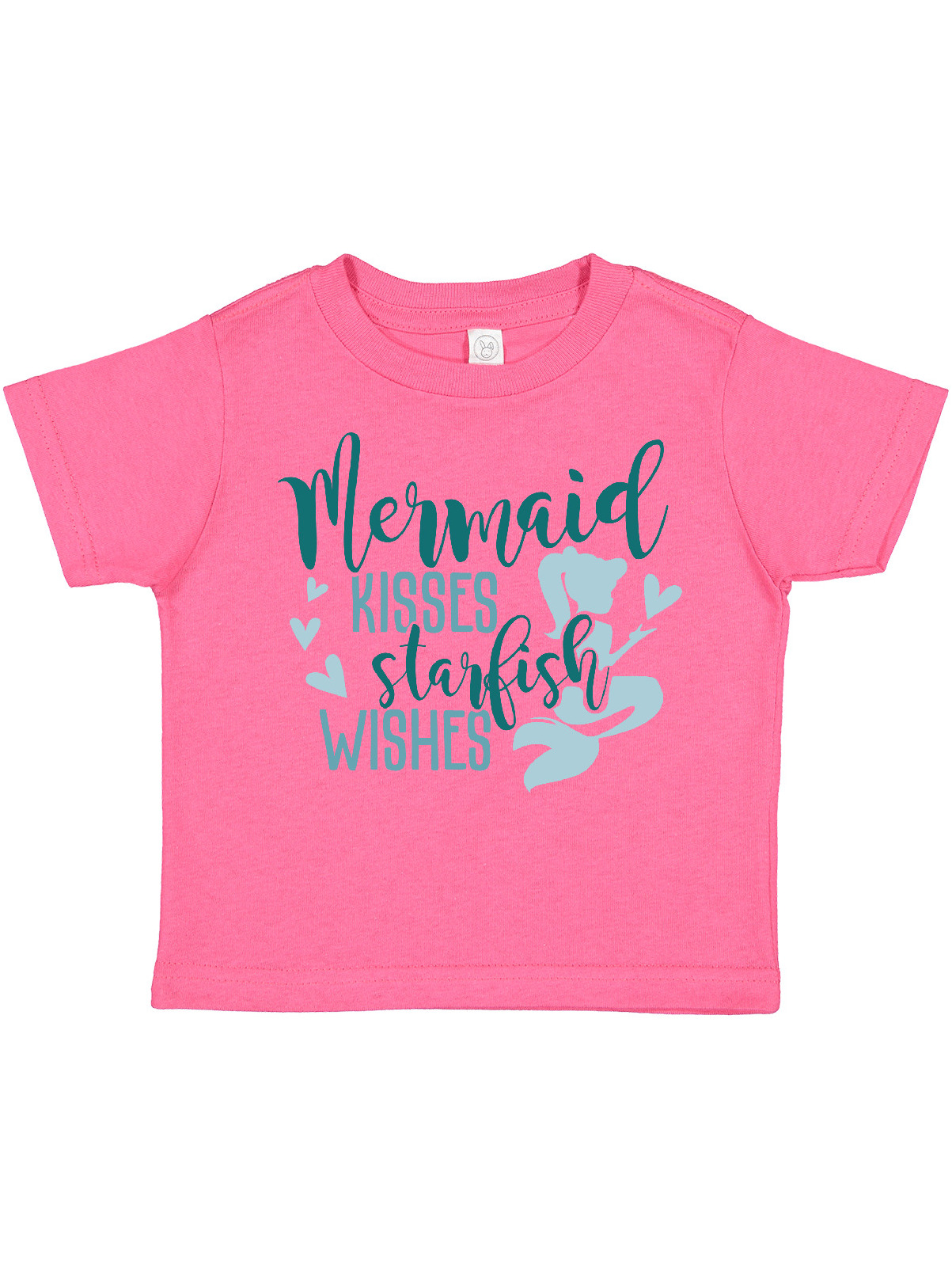 Inktastic Mermaid Kisses Starfish Wishes Mermaid Silhouette Gift Toddler Toddler Girl T-Shirt